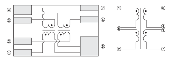 Schéma - Bourns Transformateur LAN à puce SM453230-1x1N7Y